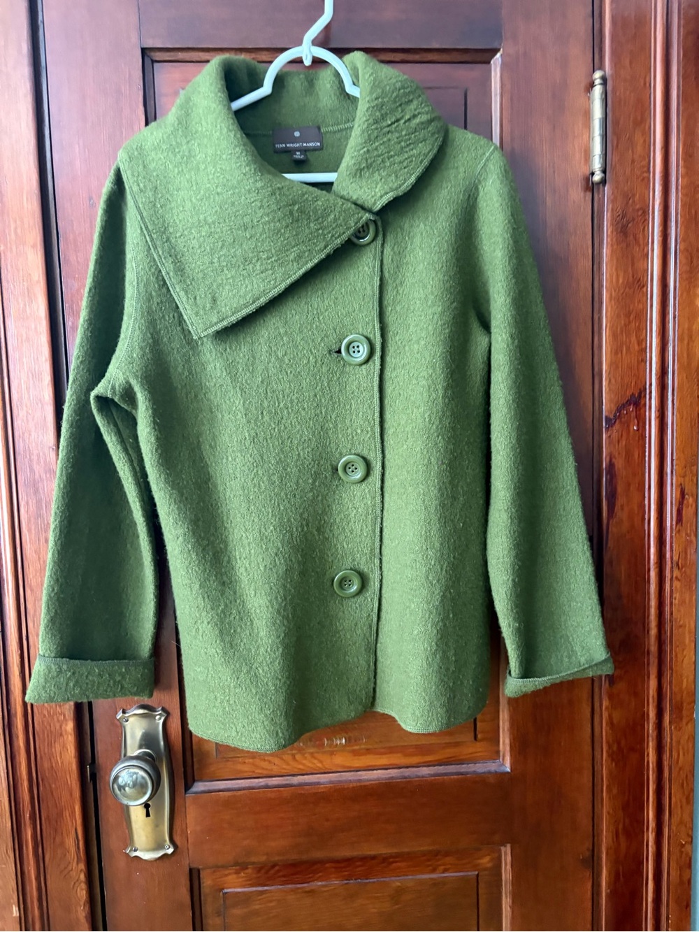 Fenn Wright Manson Olive Green Asymmetric Button Sweater